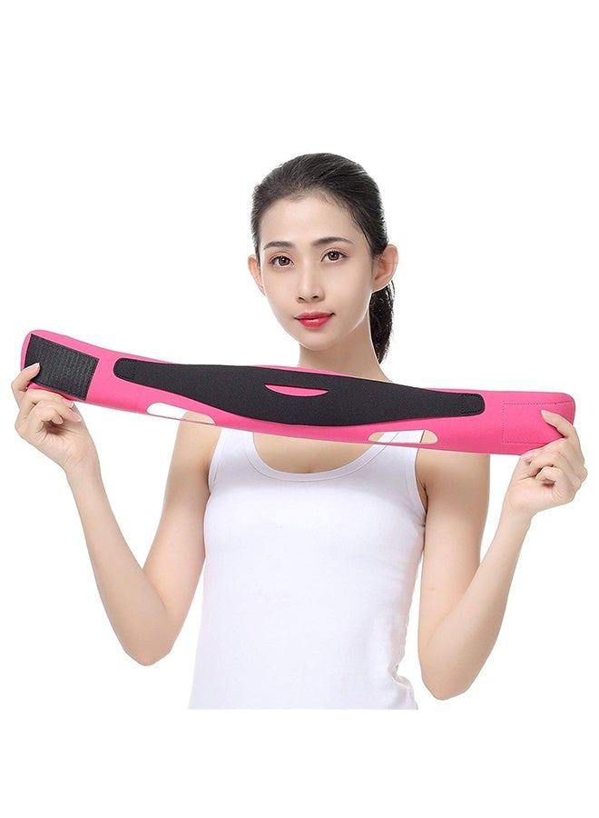 Happy D Chin Lift Band — Facial Slimming and Double Chin Reduction | Comfortable and Reusable Women's Jawline Shaping Band — Anti-Sagging and Facial Firming — Pink - Image 2